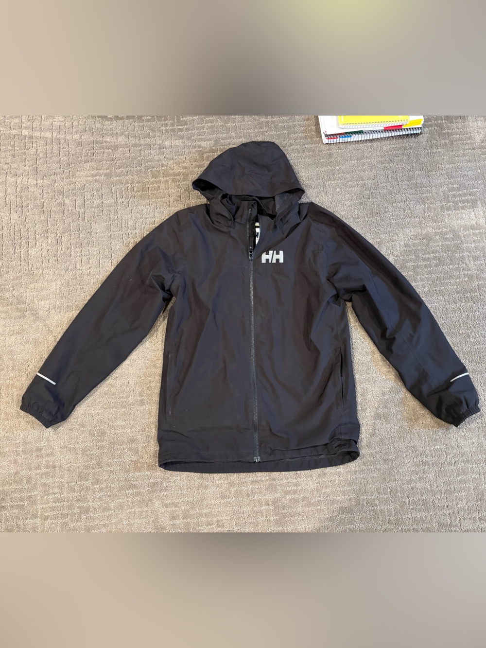 Helly Hansen Black Loke Hooded Rain Jacket with Reflective Logo